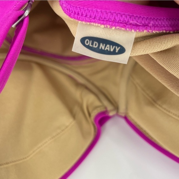 Old Navy Wrap Front Underwire Tankini Top pink fuschia Sz M - Picture 3 of 7